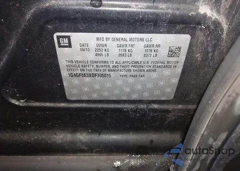 2013 Buick Lacrosse Premium 1 Group from USA, damaged, VIN 1G4GF5E3XDF305016